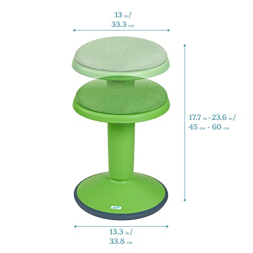 ECR4Kids Sitwell Wobble Stool with Cushion, Adjustable Height, Active Seating, Grassy Green - color: Grassy Green