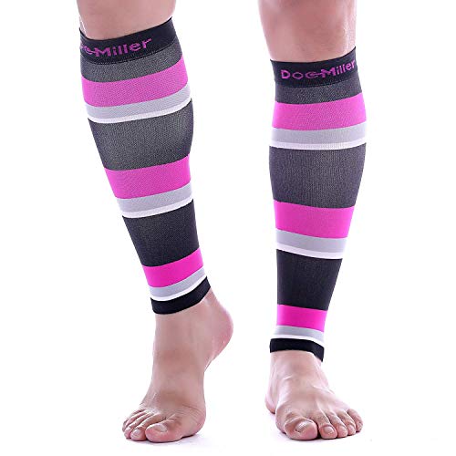 Doc Miller Calf Compression Sleeve 20-30 mmHg for Men & Women, 1 Pair - color: BlackPinkGrayWhite, size: Small