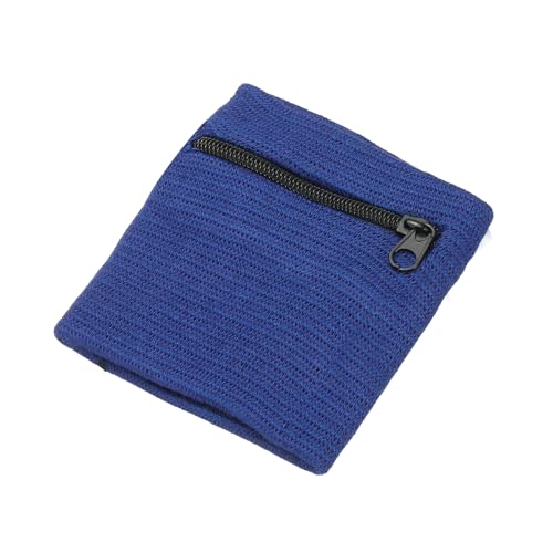 Wrist Wallet Wristband with Zipper,Cotton Wrist Band SweatBands - color: Sapphire Blue