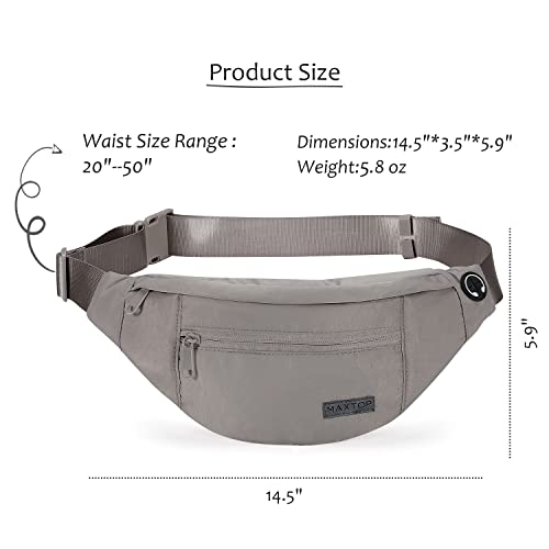 MAXTOP Small Cross body Bag Shoulder Fanny Pack for Women Men - color: Gray(Washed Nylon with Gray Zipper), size: Large