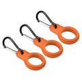 Silicone Water Bottle Clip with Buckle, 3 Pack Drink Holder Hook Keychain Clip Ring for Outdoor Activities Daily Use, Orange Black