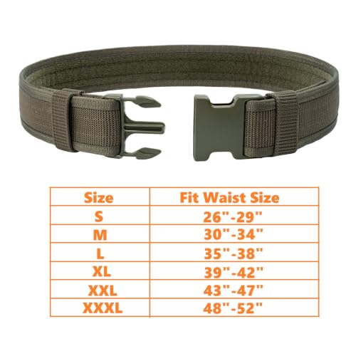 Security EMS EMT Firefighters Work Belt 2" Wide Camping Hiking Utility Tool Belt Airsoft Paintball Gear Holster Belt - color: Green(2 Inch Width), size: Medium