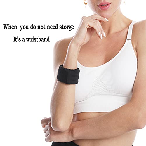 Pocket Wrist Wallet Purse for Women Men Quick Dry Zippered Wrist Pouches Wristband with Phone Holder for Running, Walking, Hiking, Jogging, Travel, Sports (Black)