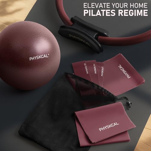 PhysKcal Pilates Kit, 15-Inch Pilates Ring with 1x Pilates Ball & 5X Bands - color: Plum