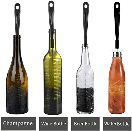 ALINK 16 inch Extra Long Black Bottle Cleaning Brush Cleaner for Washing Narrow Neck Beer/Wine/Thermos, Sport Well/Brewing Bottles/Hummingbird Feeder - color: Black