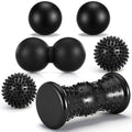 Lewtemi 6 Pack Massage Ball & Foot Roller with Spiky Lacrosse Peanut Massage Roller for Muscle Foot Arch Pain Deep Tissue Relieve Plantar Fasciitis
