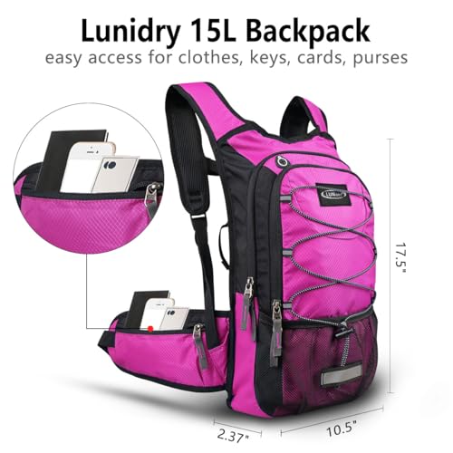 Hydration Backpack with 3L Water Bladder, Small Hydration Pack Backpack for Men Women, Lightweight Water Backpack with Cooler Layer for Running, Biking, Hiking - color: Pink