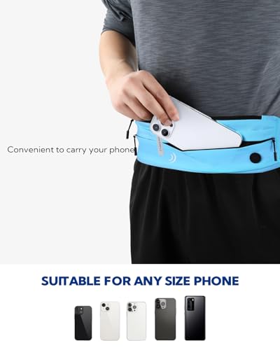 WATERFLY Running Belt Fanny Pack:Phone Holder Belt for Men Women - color: Blue