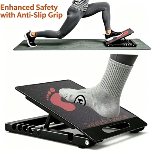 Slant Board for Calf Stretching, Steel Squat Wedge Hold Up to 650LBS - color: Black