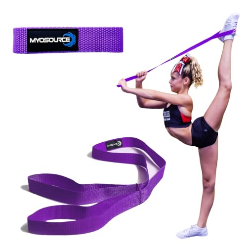 Myosource Kinetic Bands Cheerleading Flexibility Stunt Strap - Improve Stretching and Stunts for Cheer Dance Gymnastics & Physical Therapy – Stocking Stuffers Present for Kids Girls Adults - 12 Colors - color: Purple