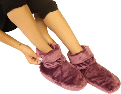 MARS WELLNESS Heated Microwavable Booties - Microwave Slipper Warmers - color: Mauve, size: Pack of 2