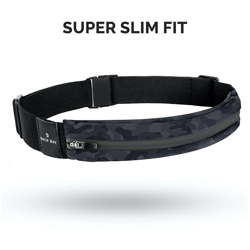 No-Bounce Slim & Secure Running Belt, Fits ALL Phones, Keys, Cards, Gels - color: 3. Black Camo