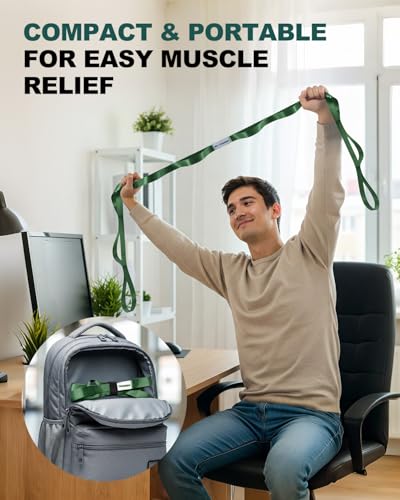 Trideer Stretching Strap with Loops, Yoga Strap, Stretch Bands for Exercise - color: Hunter Green/75"x1"