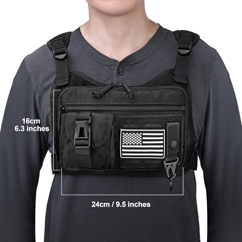DEYACE Chest Bag for Men, Gun Vest Holster Fits Most Pistols, Adjustable EDC Tactical Chest Pack for Workouts Running Hiking