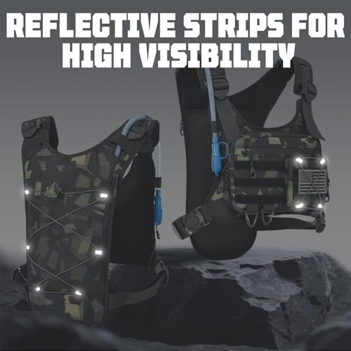 Hydration Vest with 2L Water Bladder for Men and Women,Lightweight Adjustable Hydration Backpack,Hiking Backpack with Water Bladder for Climbing Cycling Hiking - color: Camo