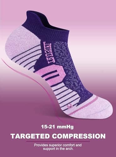 Trusiel Ankle Compression Socks for Women Running Moisture Wicking 5 Pairs - color: Pink Blue Yellow White Purple, size: 9.5-12