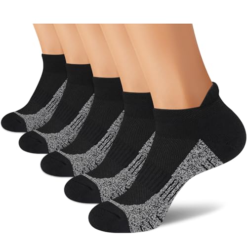 cuangya Ankle Socks Women Athletic Running Cushion Low Hiking Sock 5-6 Pair - color: 5 Pairs Black, size: 5-8