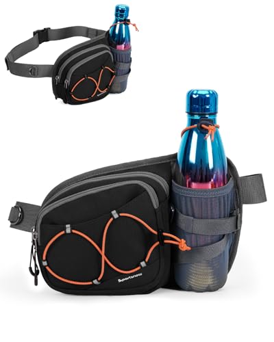 sportsnew Waist Pack with Water Bottle Holder, Fanny Pack for Men Women - color: Black