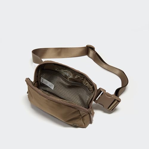 Pander Nylon Fanny Pack for Women, Two-Way Zipper Crossbody Bag - color: Gray Brown