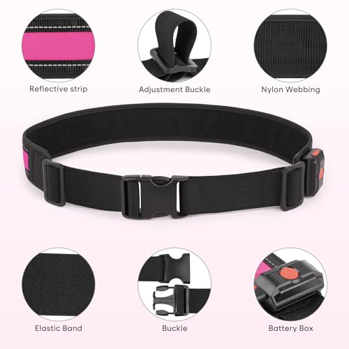 Illumifun LED Running Belt - USB Rechargeable Light Up Sash, High-Visibility Elastic Waistband Light for Running Cycling Hiking Camping Nighttime Activities - color: Pink