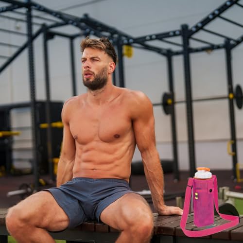 DanziX 2 Pcs Water Bottle Carrier Pouch, Water Bottle Holder with Adjustable Strap and Pouch for Walking and Travelling(Black&Pink) - color: Black&Pink