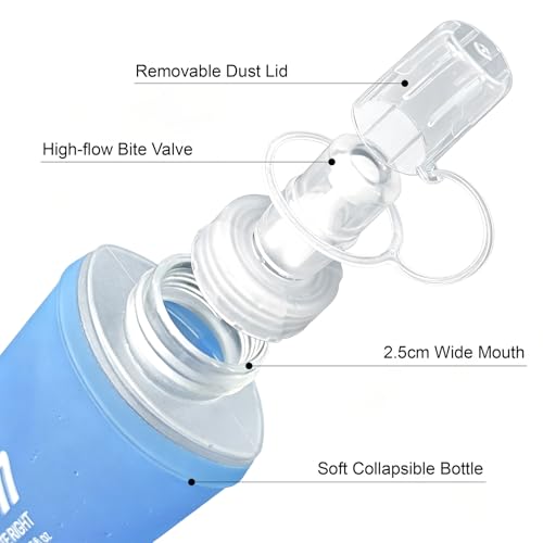 2 Pack Soft Flask 250ml TPU Collapsible BPA-Free Soft Water Bottle for Hydration Pack Running Vest Marathon Hiking Cycling (Green) - color: 2pcs, 250ml Green