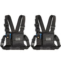 LUITON Radio Chest Harness with Reflective Strips Shoulder Holster Radio Vest Holder Two Way Radio Vest Rig Walkie Talkie Case with Front Pack Pouch for Motorola/Midland/Baofeng/Retevis(2 Pack) - color: 22165 Black 2pack