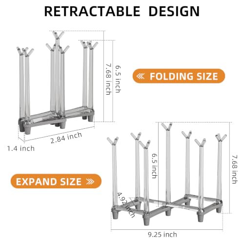 Marbrasse Retractable Cup Drying Rack, Drinking Glass and Sports Bottle Drainer Stand, Plastic Bag Dryer with Non-Slip Bottom for Kitchen Countertop, 2p - color: 2p