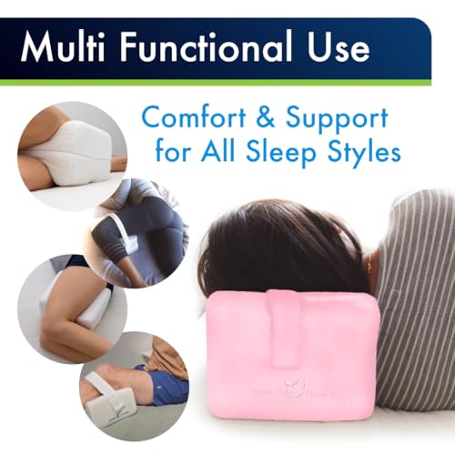 Sports Medica Knee Pillow for Side Sleepers, Memory Foam Leg Pillow Cushion - color: Pink
