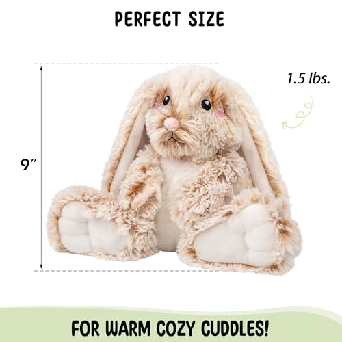 Bunny Microwavable & Weighted Stuffed Animals - 1.5 Lbs Unscented Heating Pad for Period Cramps Pain Relief and Anxiety, Cute Bunny Plush Toys Gifts for Women Girls Adults and Kids by Happy Fuel - color: Bunny