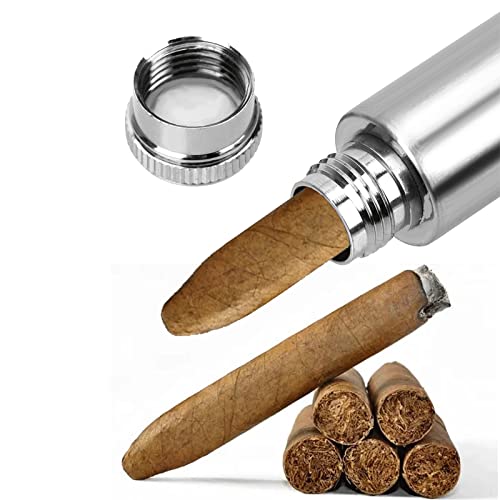 2PCS Stainless Steel Tube Hip Flask,1 Oz Hidden Flasks for Liquor for Men, Multifunctton Pocket Mini Small Pocket Flask,Cigar Shaped Pocket Drinking Tubular Bottle