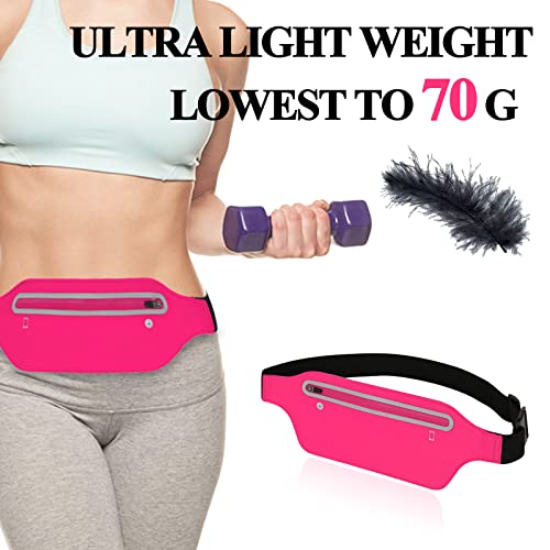 Fanny Packs for Women,Waterproof Fanny Pack for Men,Adjustable Running Belt Waist Pack Slim Expandable Pocket Belt,iPhone Running Holder Cell Phone Elastic Waist Pouch Bag for Galaxy Pink - color: 2-Pink