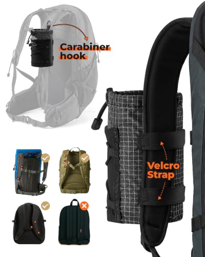 HowFly Backpack Water Bottle Holder for Backpack Straps Bottle Holder Pouch - color: Black