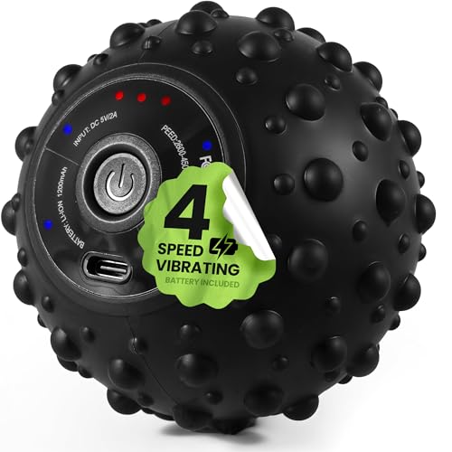 Vibrating Massage Ball, Deep Tissue Muscle Massager for Back, Neck, Shoulders and Legs, 3 Speeds Plus Pulse, 2600 to 4500 RPM, USB C Rechargeable, FSA Eligible & HSA Approved
