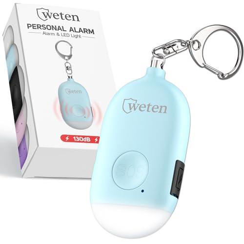 Rechargeable Personal Alarm Keychain, 130dB Siren, LED Light, Blue - color: B - Blue