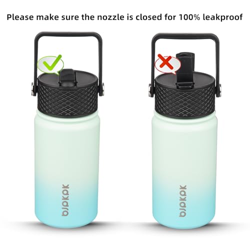 BJPKPK Insulated Water Bottle, 15oz Stainless Steel with Straw Lid - color: Mint, style: 15oz