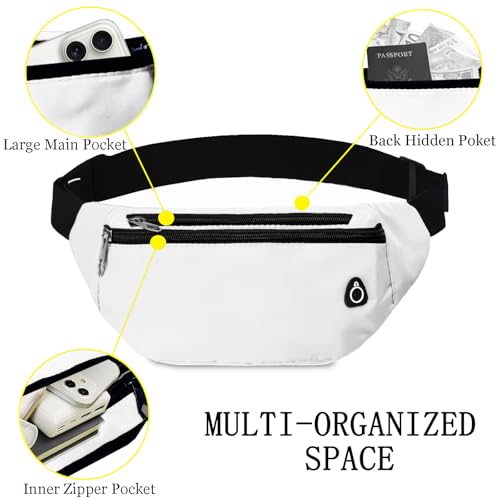 Fanny Pack for Women Men,Crossbody Water Resistant Sports Waist Bag Pack - color: 1pack-white