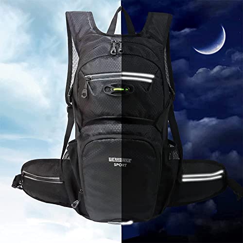 Hiking Daypack 15L Lightweight Waterproof Backpack - color: Black