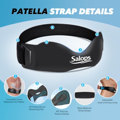 Patella Band, Silicone Patellar Tendon Support Band for Knee Pain & Tendonitis, Adjustable Patella Strap Knee Brace for Running, Basketball, Hiking, Tennis, Jumpers Knee, Black