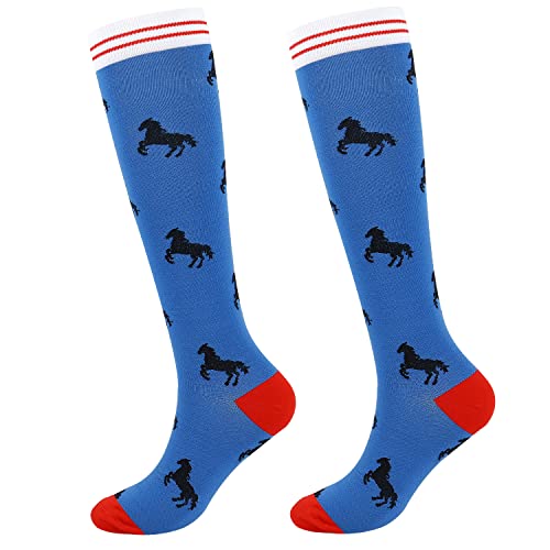 Junely Compression Socks for Women Knee High Stockings Funny Cute - color: Horse