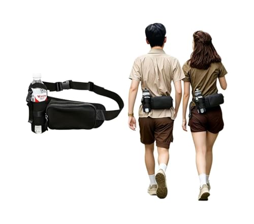 Running Fanny Pack with Water Bottle Holder, Waist Pack Hydration Belt for Men Women, Adjustable Water Resistant Belt Bag for Hiking Walking Travel Dog Walking