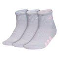 adidas Women's Cushioned Socks 3 Pairs - color: Clear Onix Grey/Glow Blue/Clear Pink/4.0/Quarter, size: Medium, style: Quarter