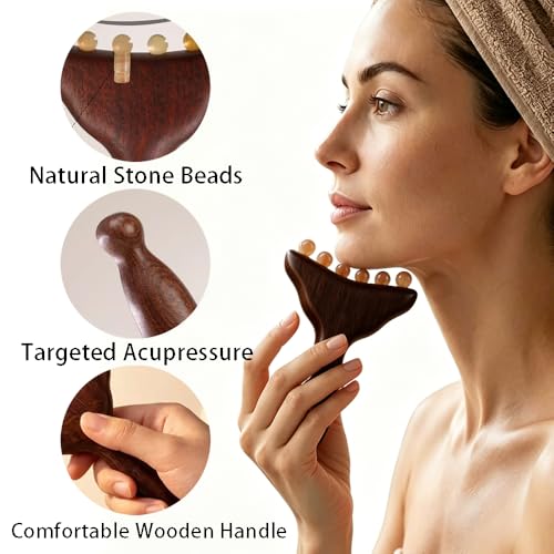 OULIGET Wooden Gua Sha Facial Tool,Multifunctional Trigger Point Massage,Handheld Meridians Acupressure Tool,Used for Relaxing Face,Back,Neck and Shoulders