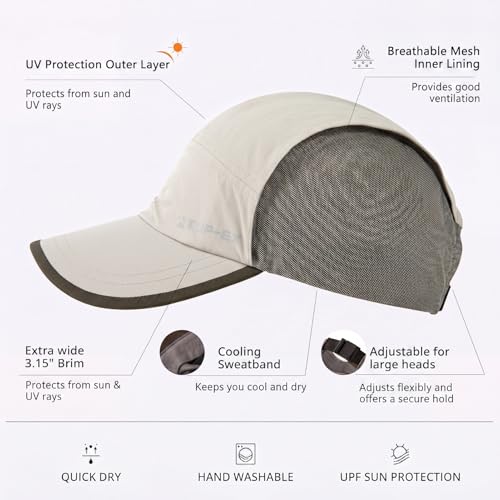 UvCoolix™ Cooling Sweatband Lightweight Running Hat,UPF50+ Protection Breathable Mesh Sun Cap,Quick Dry Performance Hiking - color: Lightgray, size: X-Large-XX-Large