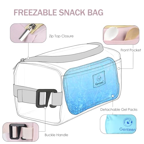 Genteen Small Cooler Bag with Ice Pack,Insulated Lunch & Snack Tote,Light Pink - color: Light Pink