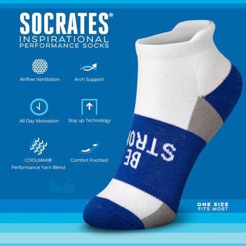Gone For a Run Motivational Ankle Running Socks - Affirmation Runners Gifts - color: Be Strong (Royal)
