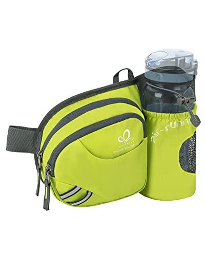 WATERFLY Fanny Pack Waist Bag: Waist Pack for Women Men with Water Bottle Holder Hiking Fanny Pack for Running Walking DogWalking Travel Cycling - color: Green