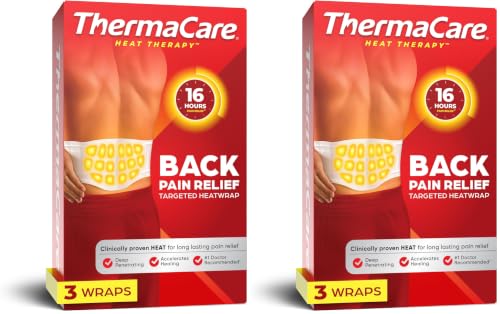 ThermaCare Advanced Back & Hip Heat Wraps for Lower Back Pain Relief - Heating Pads with 16-Hour Heat Therapy - Adhesive Heat Wraps for Muscle & Joint Pain, Flexible Fit Design - 3 Count (Pack of 2) - size: S-M (Pack of 6)