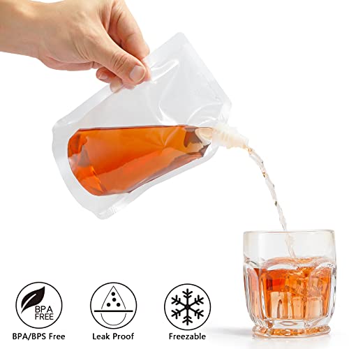 Liquor Plastic Flasks Concealable And Reusable Cruise Sneak Flask Drink Pouches Drinking bags with Funnel (8OZ-6PCS) - size: 8OZ-6PCS