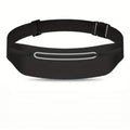 Ultra Thin Unisex Belt Bag, Adjustable Buckle Waist Pouch Fit 7.5 Inch Phone Lightweight for Running Travel Cycling (Black)